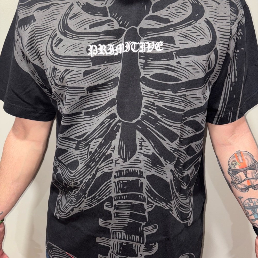 Primitive Black Skeleton Graphic Men's Shirt Medium NWT